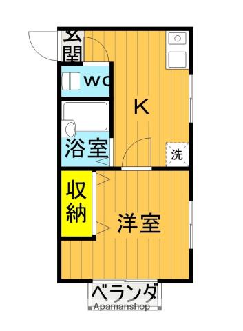 ニューハイツ舘Ⅱ(1DK/2階)の間取り写真