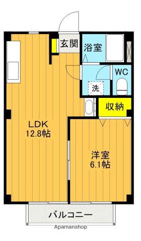 コスモスハイツⅢ(1LDK/1階)の間取り写真