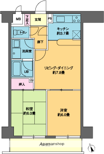 ホワイトプラザ会津(2LDK/8階)の間取り写真