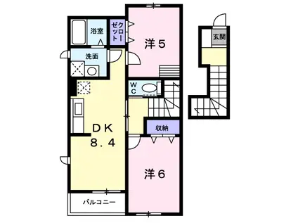 メゾンドアイリスA(2DK/2階)の間取り写真