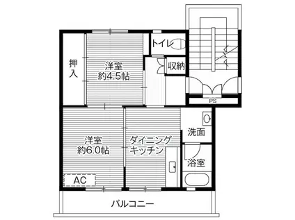 ビレッジハウス門田1号棟(2DK/1階)の間取り写真