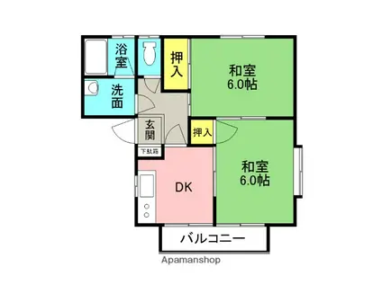 ヒルズ高塚(2DK/1階)の間取り写真