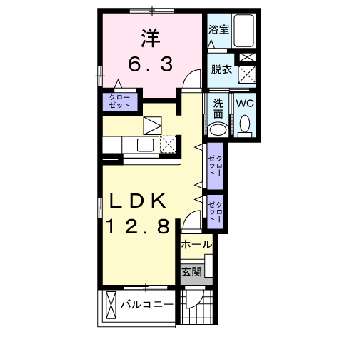 コモドハイムA(1LDK/1階)の間取り写真