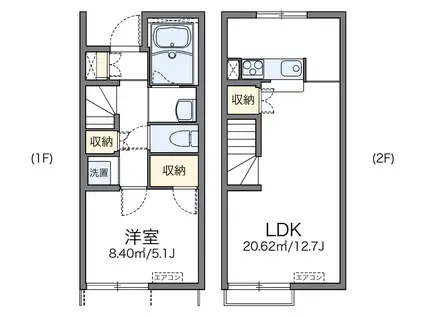 レオネクストVILANOVA(1LDK/1階)の間取り写真