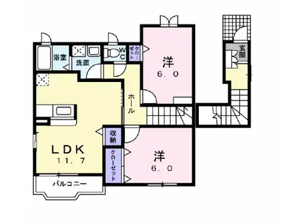 ツインタウン白石坂Ⅲ(2LDK/2階)の間取り写真