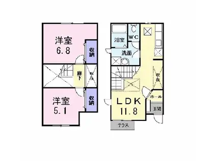 ガーデン ベル(2LDK/1階)の間取り写真