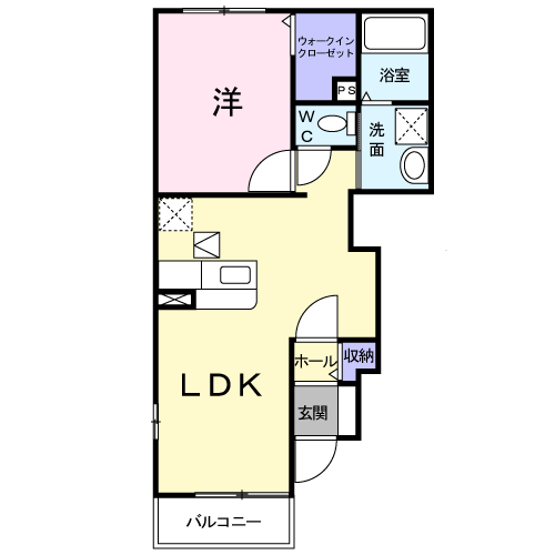 ブラウニーガーデンⅡA(1LDK/1階)の間取り写真
