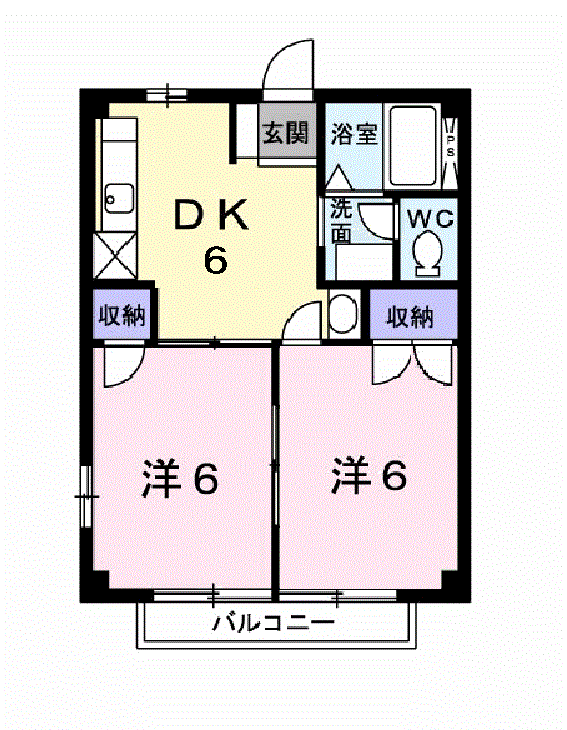 大喜多コーポⅡ(2DK/2階)の間取り写真