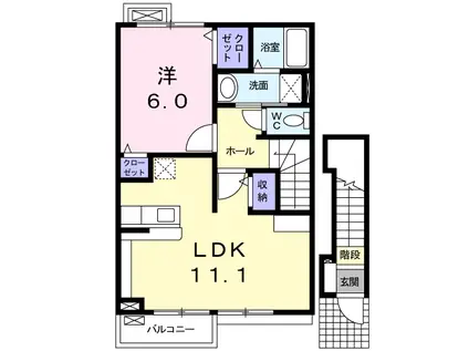 ブラウニーガーデンⅢ(1LDK/2階)の間取り写真