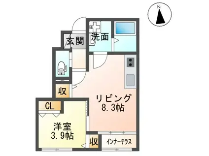 ル リアン(1LDK/1階)の間取り写真