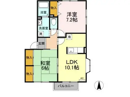 NEST PLACE B棟(2LDK/1階)の間取り写真