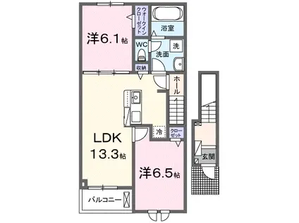 シャノワール H(2LDK/2階)の間取り写真