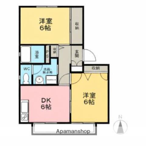 パジーベルA棟(2DK/2階)の間取り写真