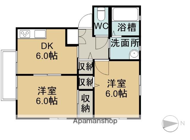 グランシードIBADAI A-E棟(2DK/2階)の間取り写真