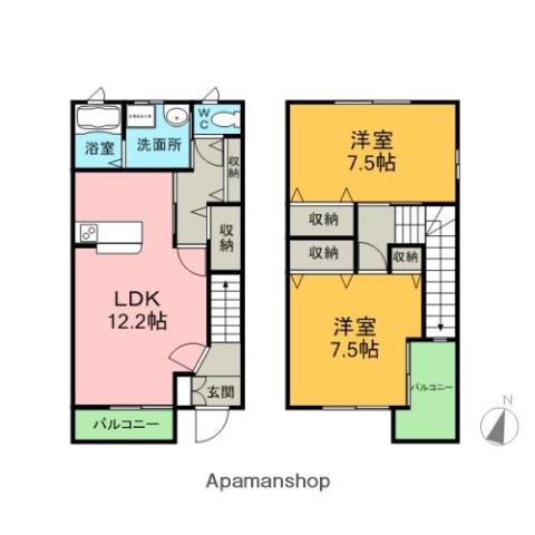アルカディアA・B館(2LDK/1階)の間取り写真