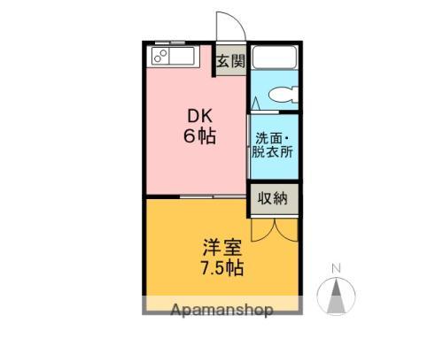 サンハイツカトウ(1DK/2階)の間取り写真