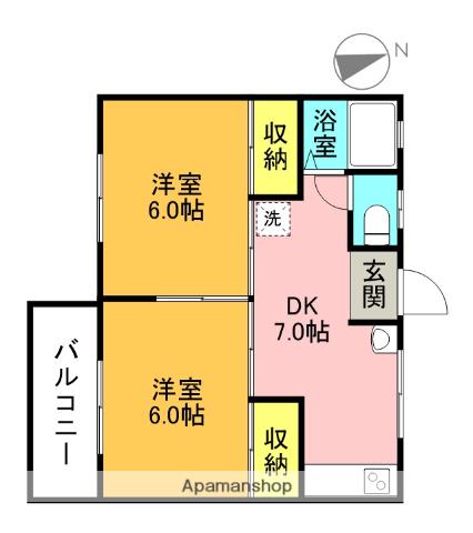 ソワール尾崎(2DK/2階)の間取り写真