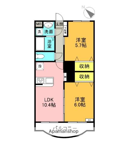 グラン・ジュテPARTⅠ(2LDK/3階)の間取り写真