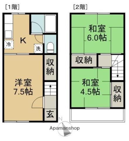 グリーンハイツ相川A・B(3K/1階)の間取り写真