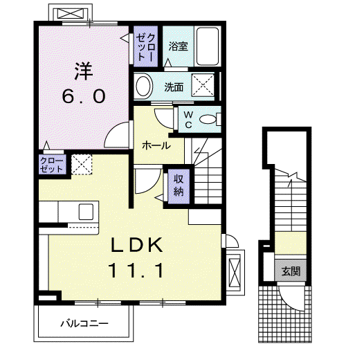 スプリングフィルズ(1LDK/2階)の間取り写真