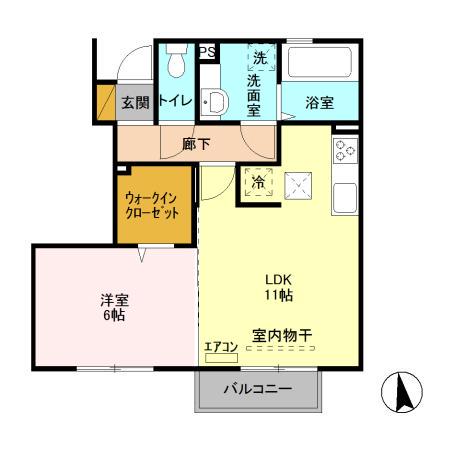 GREEN FOREST(1LDK/1階)の間取り写真