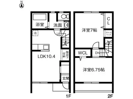 東北本線 古河駅 バス乗車時間：46分 住吉町バス停で下車 徒歩1分 2階建 築9年(2LDK)の間取り写真