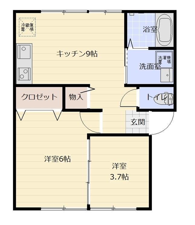 アイハイツA・B(2DK/2階)の間取り写真
