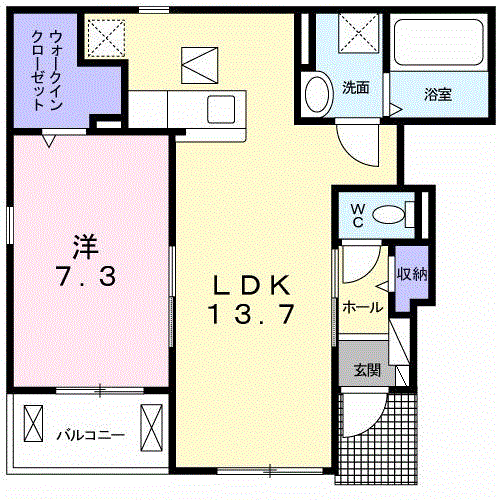 プルート(1LDK/1階)の間取り写真