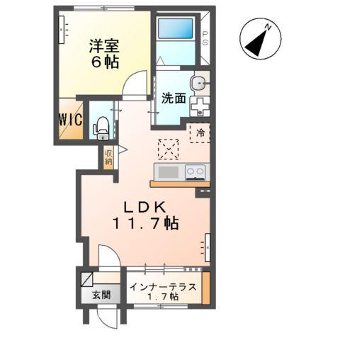 ビューティフル ハーモニー(1LDK/1階)の間取り写真