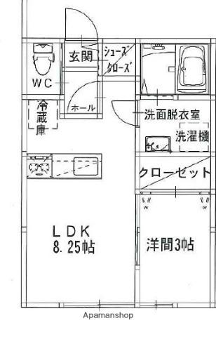 上小橋田中様アパートA(1LDK/1階)の間取り写真