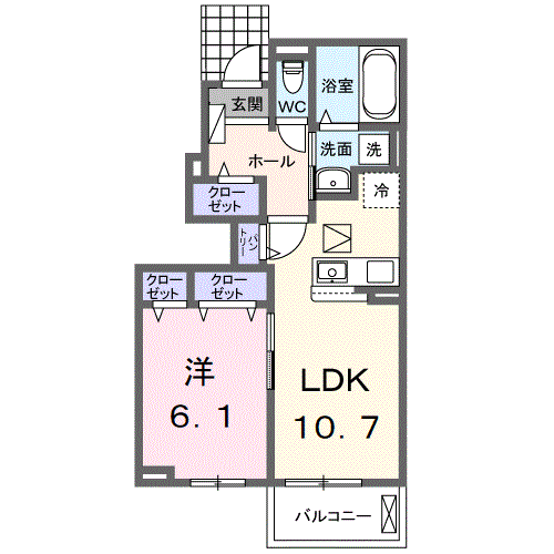 フルール・ド・リス Ⅱ(1LDK/1階)の間取り写真