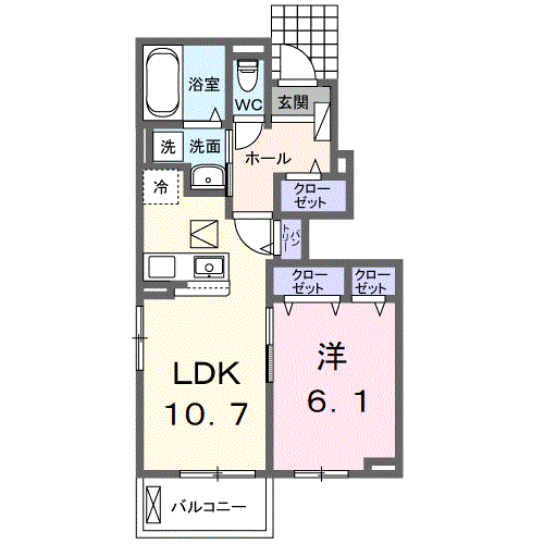 フルール・ド・リス Ⅱ(1LDK/1階)の間取り写真