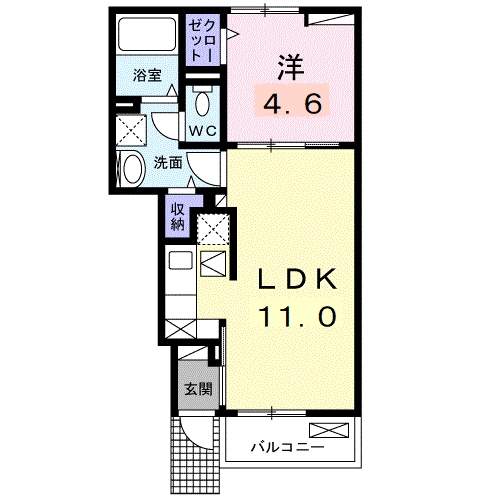 フルール・ド・リス Ⅰ(1LDK/1階)の間取り写真