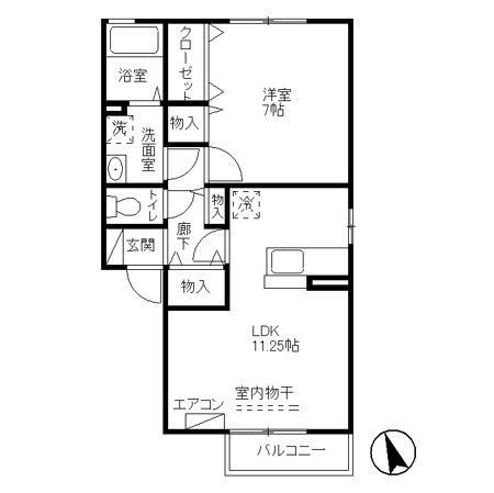 アルティスタA(1LDK/1階)の間取り写真