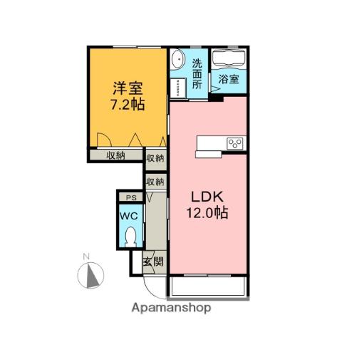 メゾン・ラークヒル(1LDK/1階)の間取り写真