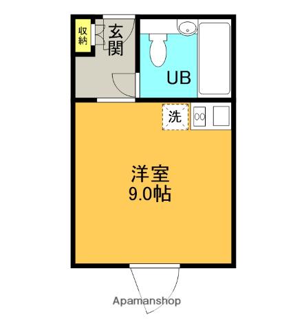 秋山ビル(ワンルーム/2階)の間取り写真