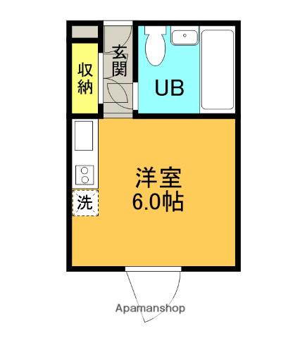 秋山ビル(ワンルーム/2階)の間取り写真