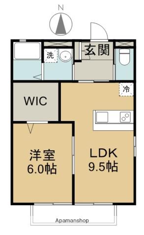 ミストラルⅡ(1LDK/1階)の間取り写真