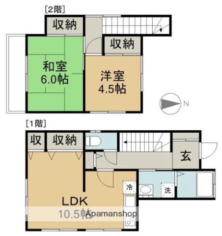 東北本線 古河駅 徒歩118分 2階建 築50年(2LDK)の間取り写真