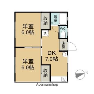 ソワール尾崎(2DK/1階)の間取り写真
