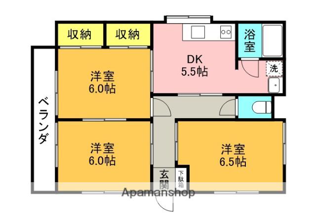 千代田コーポB棟(3DK/2階)の間取り写真