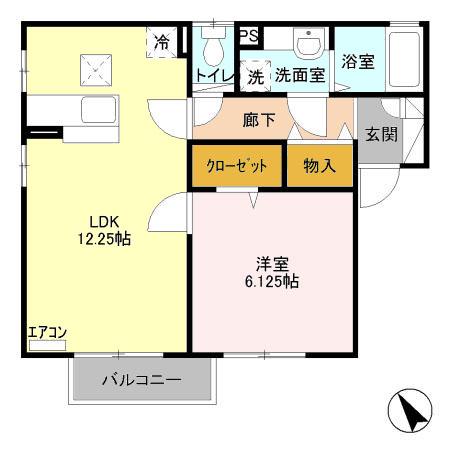 サンファーストD(1LDK/1階)の間取り写真