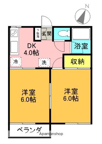 山中マンションA(2K/2階)の間取り写真