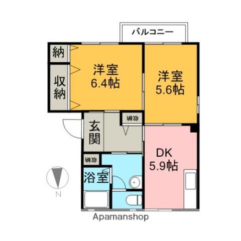 メイプル(2K/1階)の間取り写真