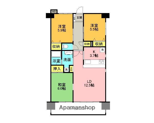 センターピース古河(3LDK/6階)の間取り写真