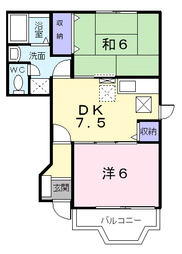 どりむはいつ(2DK/1階)の間取り写真