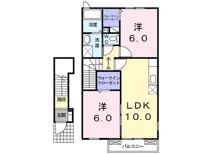 パレドール大山(2LDK/2階)の間取り写真