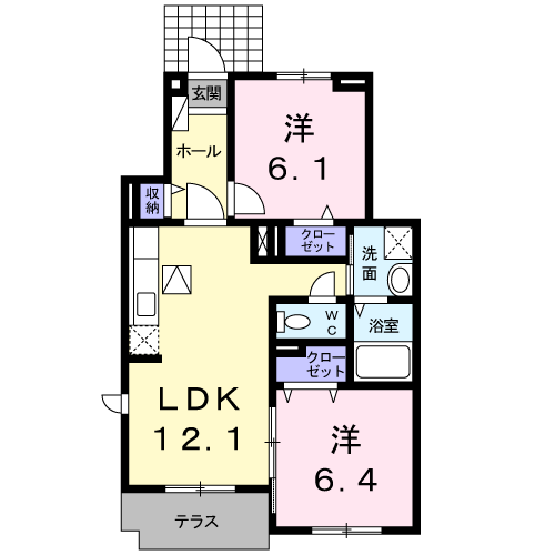 東北本線 野木駅 徒歩15分 3階建 築14年(2LDK/1階)の間取り写真
