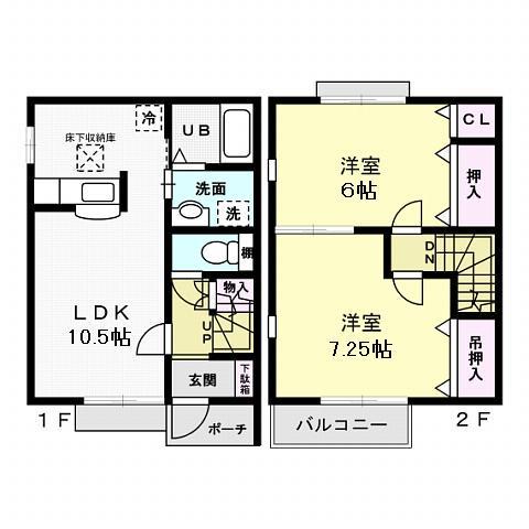グランシャリオT&A I(2LDK/2階)の間取り写真