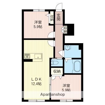 セントラルコアA(2LDK/1階)の間取り写真
